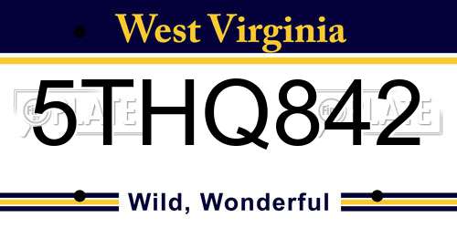 5THQ842 West Virginia License Plate