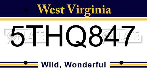 5THQ847 West Virginia License Plate