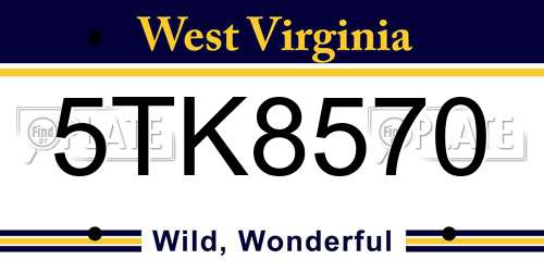 5TK8570 West Virginia License Plate