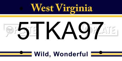 5TKA97 West Virginia License Plate