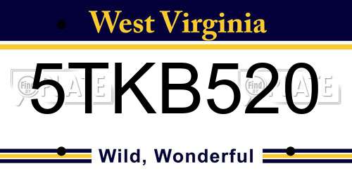 5TKB520 West Virginia License Plate