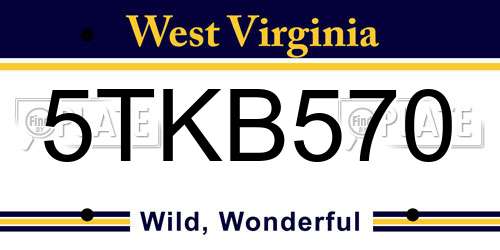 5TKB570 West Virginia License Plate