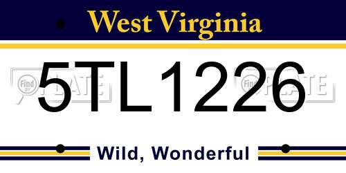 5TL1226 West Virginia License Plate