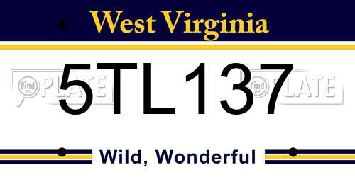 5TL137 West Virginia License Plate