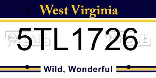 5TL1726 West Virginia License Plate