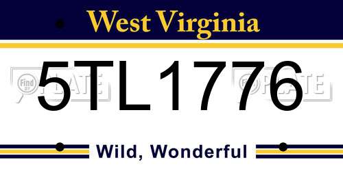 5TL1776 West Virginia License Plate