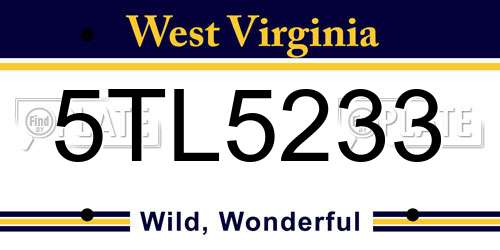 5TL5233 West Virginia License Plate