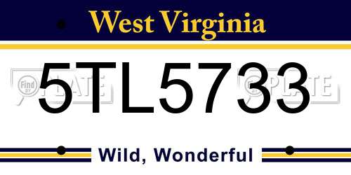 5TL5733 West Virginia License Plate