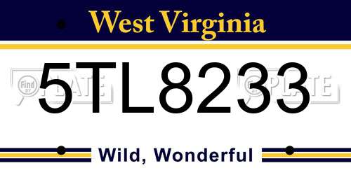 5TL8233 West Virginia License Plate