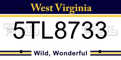 5TL8733 West Virginia License Plate