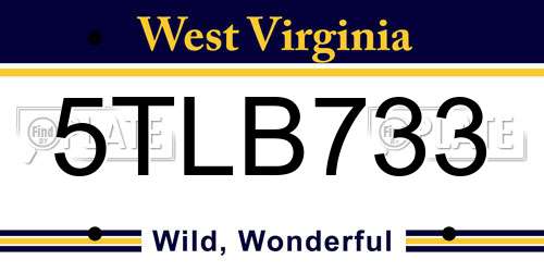 5TLB733 West Virginia License Plate