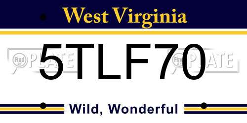 5TLF70 West Virginia License Plate