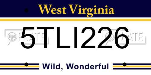 5TLI226 West Virginia License Plate
