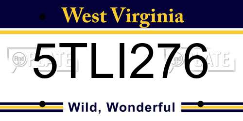 5TLI276 West Virginia License Plate