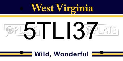 5TLI37 West Virginia License Plate