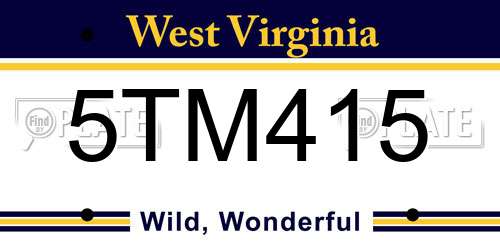5TM415 West Virginia License Plate