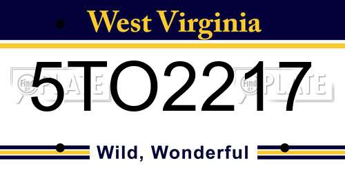 5TO2217 West Virginia License Plate