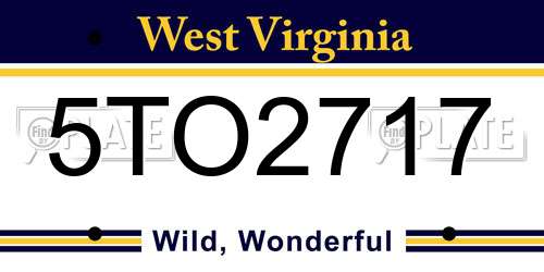 5TO2717 West Virginia License Plate