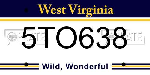5TO638 West Virginia License Plate
