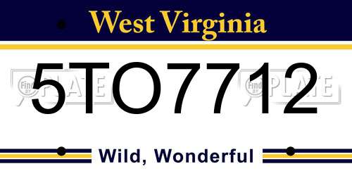 5TO7712 West Virginia License Plate