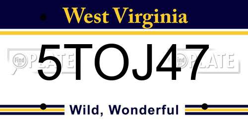 5TOJ47 West Virginia License Plate