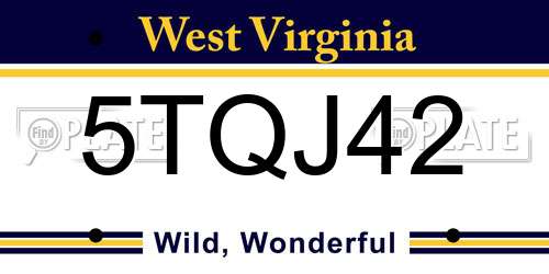 5TQJ42 West Virginia License Plate
