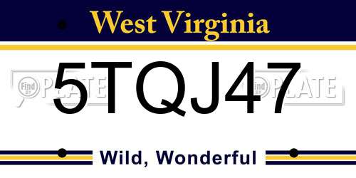 5TQJ47 West Virginia License Plate