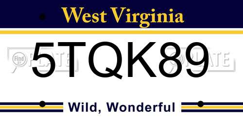 5TQK89 West Virginia License Plate