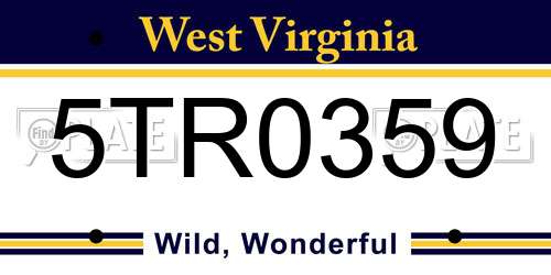 5TR0359 West Virginia License Plate
