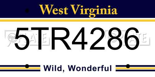 5TR4286 West Virginia License Plate
