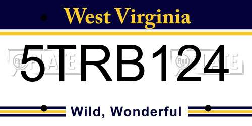 5TRB124 West Virginia License Plate