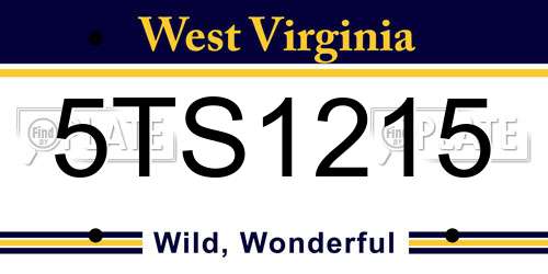 5TS1215 West Virginia License Plate