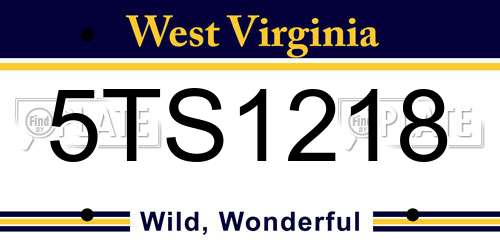 5TS1218 West Virginia License Plate