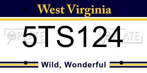 5TS124 West Virginia License Plate