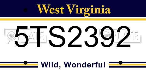 5TS2392 West Virginia License Plate