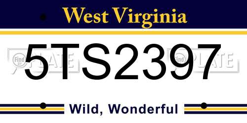 5TS2397 West Virginia License Plate