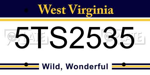 5TS2535 West Virginia License Plate