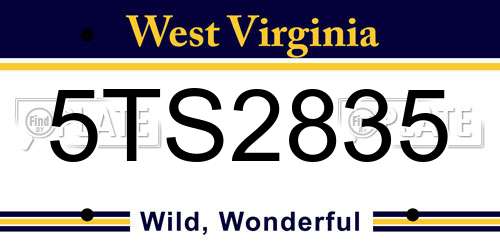 5TS2835 West Virginia License Plate