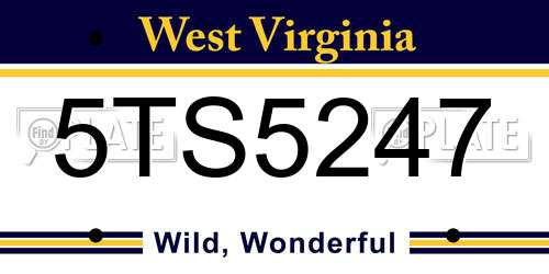 5TS5247 West Virginia License Plate