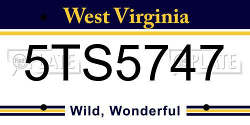 5TS5747 West Virginia License Plate