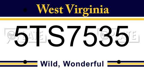 5TS7535 West Virginia License Plate