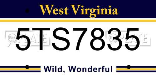 5TS7835 West Virginia License Plate
