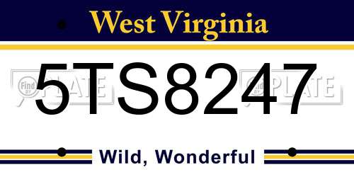 5TS8247 West Virginia License Plate