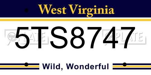 5TS8747 West Virginia License Plate
