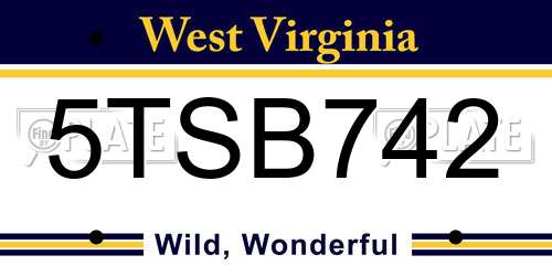 5TSB742 West Virginia License Plate