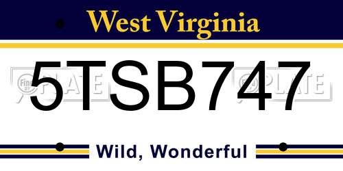 5TSB747 West Virginia License Plate