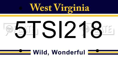 5TSI218 West Virginia License Plate