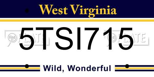 5TSI715 West Virginia License Plate