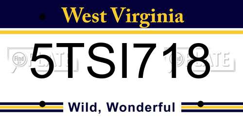 5TSI718 West Virginia License Plate