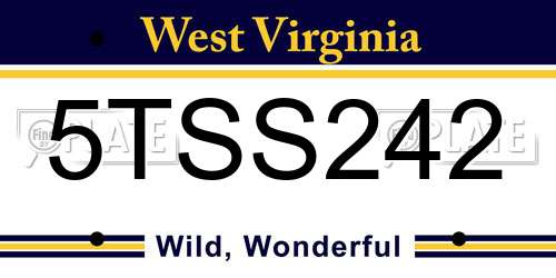 5TSS242 West Virginia License Plate